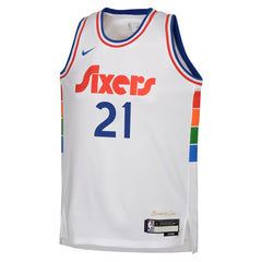 Youth Philadelphia 76ers Joel Embiid White 2024/25 Swingman Player Jersey - City Edition