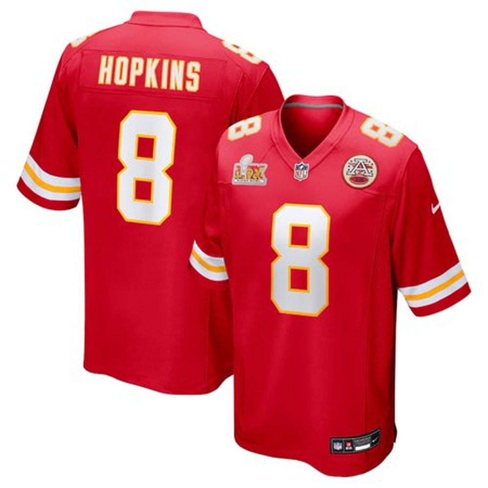 Men's Kansas City Chiefs DeAndre Hopkins Red Super Bowl LIX Game Player Jersey 