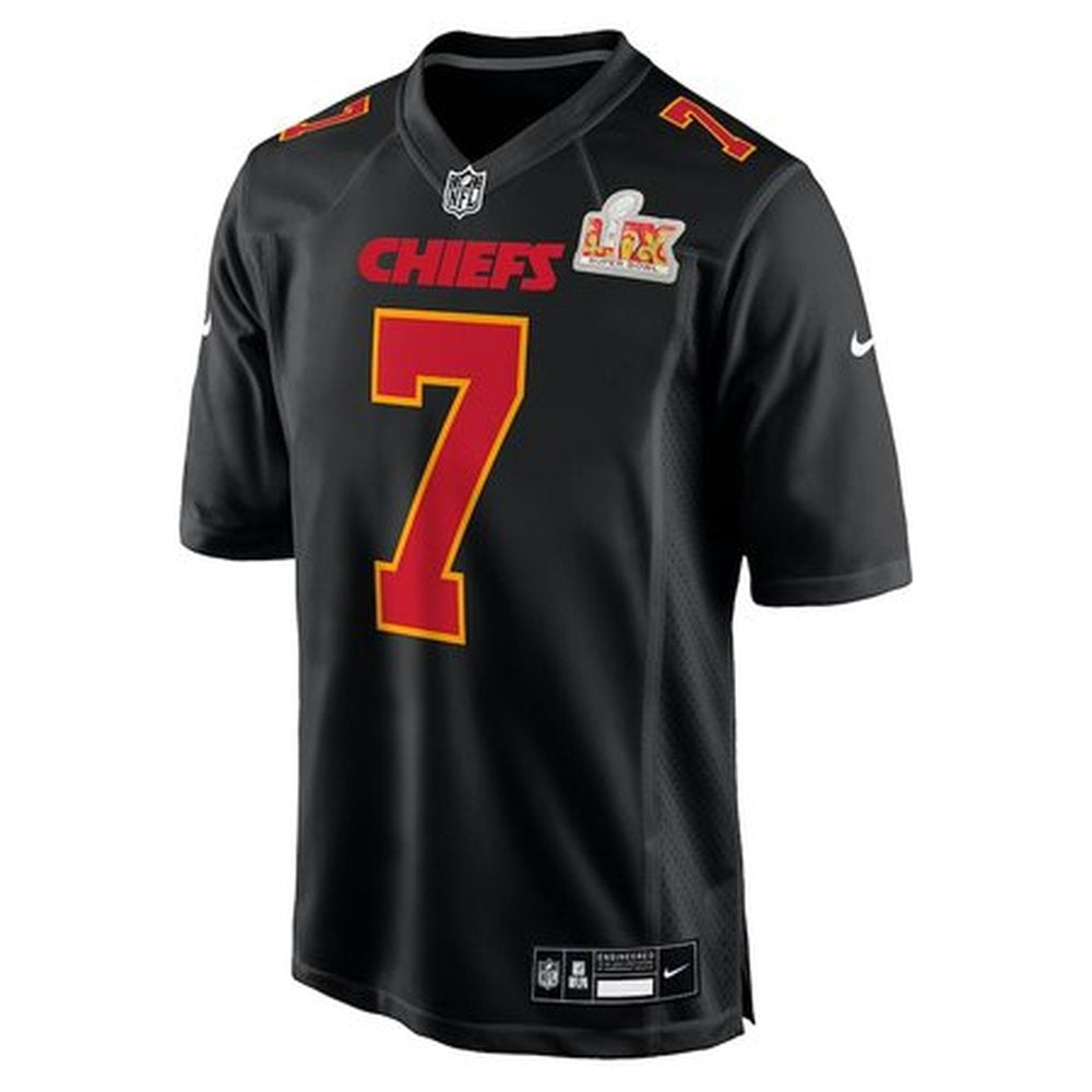 Men's Kansas City Chiefs Harrison Butker Carbon Black Super Bowl LIX Fashion Game Jersey 