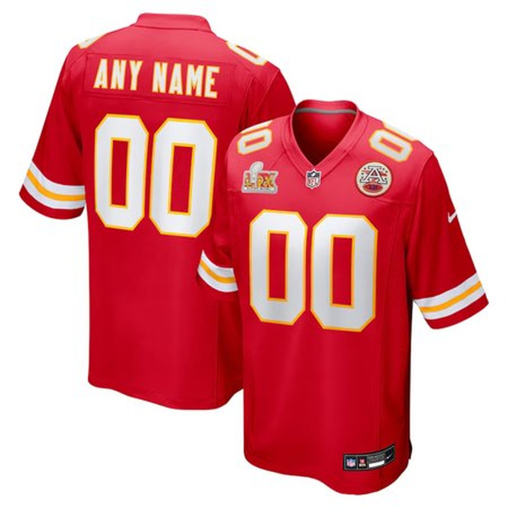 Men's Kansas City Chiefs Red Super Bowl LIX Custom Game Jersey 