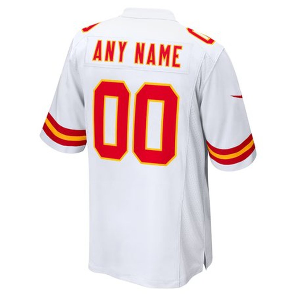 Men's Kansas City Chiefs White Super Bowl LIX Custom Game Jersey 