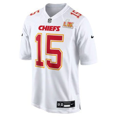 Men's Kansas City Chiefs Patrick Mahomes Tundra White Super Bowl LIX Fashion Game Jersey 