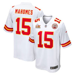 Men's Kansas City Chiefs Patrick Mahomes White Super Bowl LIX Game Jersey 
