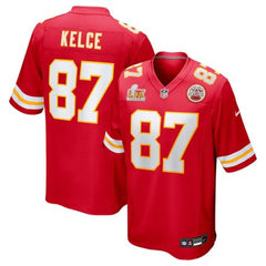 Men's Kansas City Chiefs Travis Kelce Red Super Bowl LIX Game Jersey 