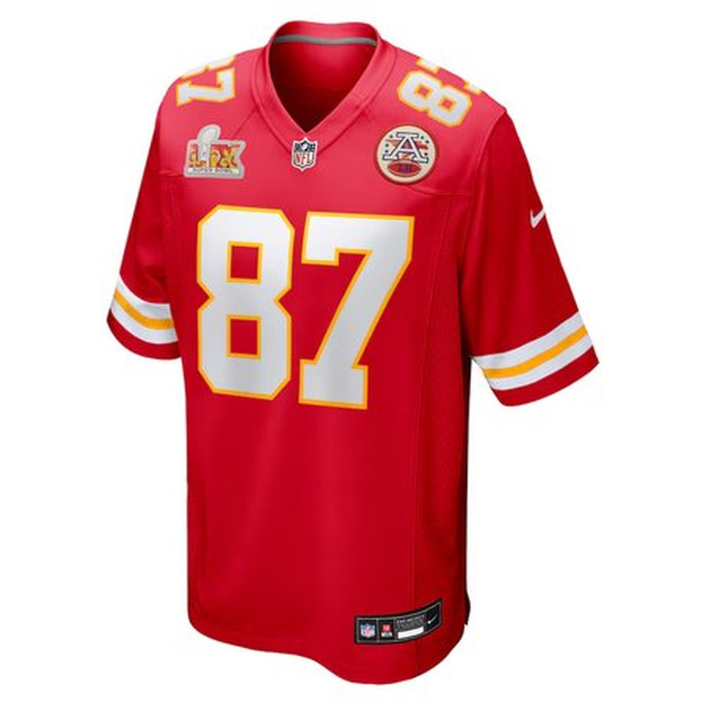 Men's Kansas City Chiefs Travis Kelce Red Super Bowl LIX Game Jersey 