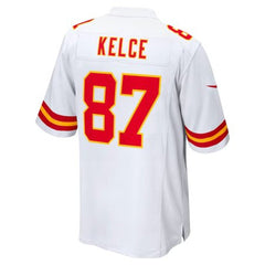 Men's Kansas City Chiefs Travis Kelce White Super Bowl LIX Game Jersey 