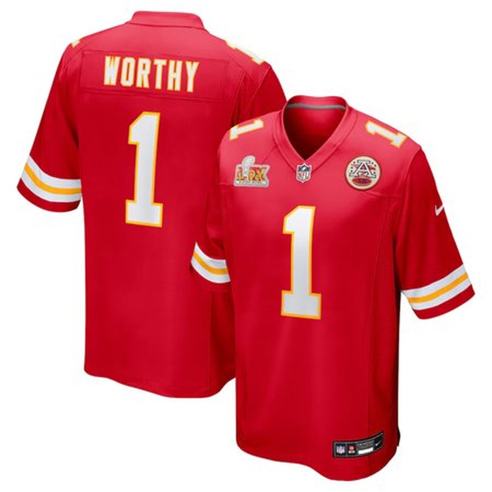 Men's Kansas City Chiefs Xavier Worthy Red Super Bowl LIX Game Jersey 