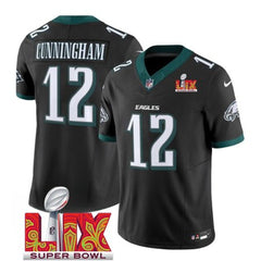 Men's Philadelphia Eagles #12 Randall Cunningham Black 2025 Super Bowl LIX Patch New F.U.S.E. Vapor Limited Stitched Football Jersey 
