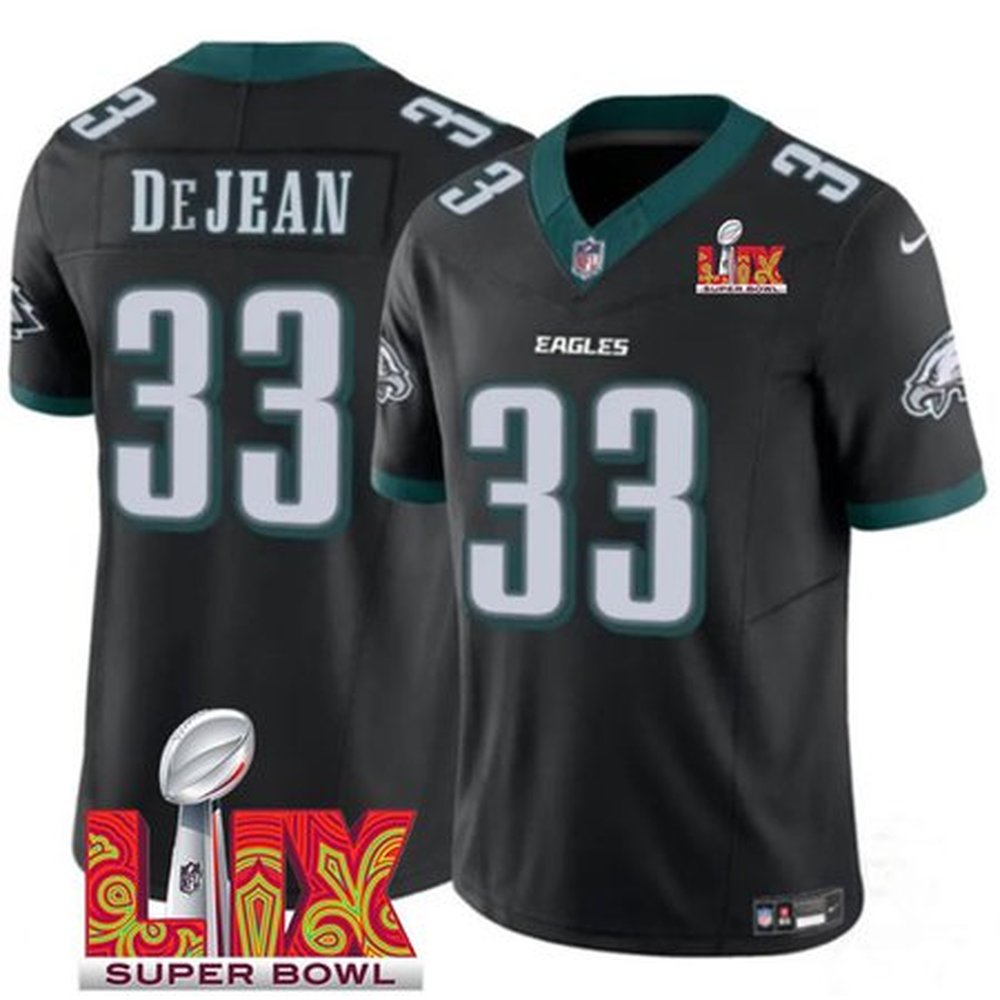 Men's Philadelphia Eagles #33 Cooper DeJean Black 2025 Super Bowl LIX Patch New F.U.S.E. Vapor Untouchable Limited Stitched Football Jersey 