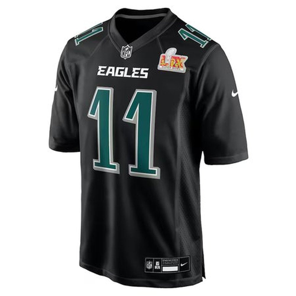 Men's Philadelphia Eagles A.J. Brown Carbon Black Super Bowl LIX Fashion Game Player Jersey 