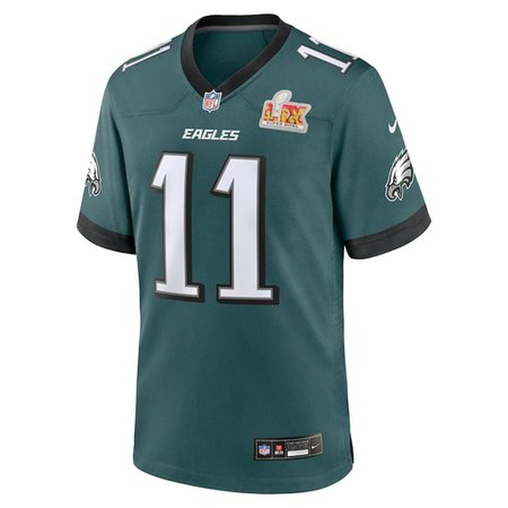 Men's Philadelphia Eagles A.J. Brown Midnight Green Super Bowl LIX Game Player Jersey 