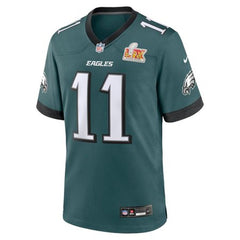 Men's Philadelphia Eagles A.J. Brown Midnight Green Super Bowl LIX Game Player Jersey 
