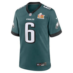 Men's Philadelphia Eagles DeVonta Smith Midnight Green Super Bowl LIX Game Player Jersey 