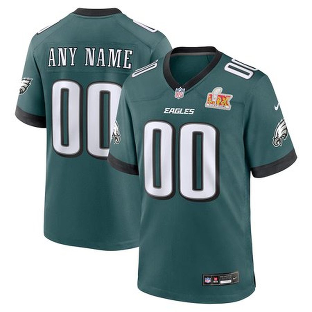 Men's Philadelphia Eagles Midnight Green Super Bowl LIX Custom Game Jersey 