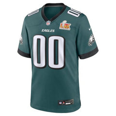 Men's Philadelphia Eagles Midnight Green Super Bowl LIX Custom Game Jersey 