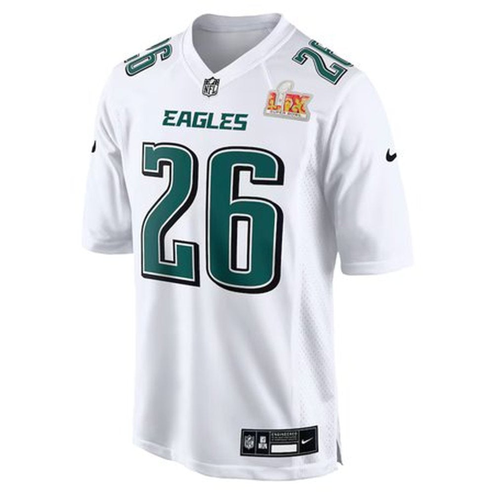 Men's Philadelphia Eagles Saquon Barkley Tundra White Super Bowl LIX Fashion Game Player Jersey 