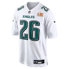 Men's Philadelphia Eagles Saquon Barkley Tundra White Super Bowl LIX Fashion Game Player Jersey 