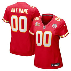 Women's Kansas City Chiefs Red Super Bowl LIX Custom Game Jersey 