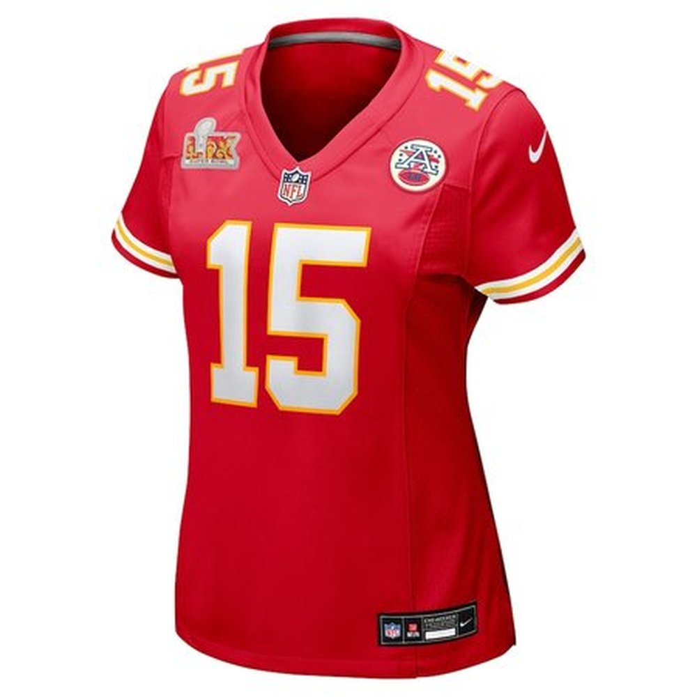 Women's Kansas City Chiefs Patrick Mahomes Red Super Bowl LIX Game Jersey 