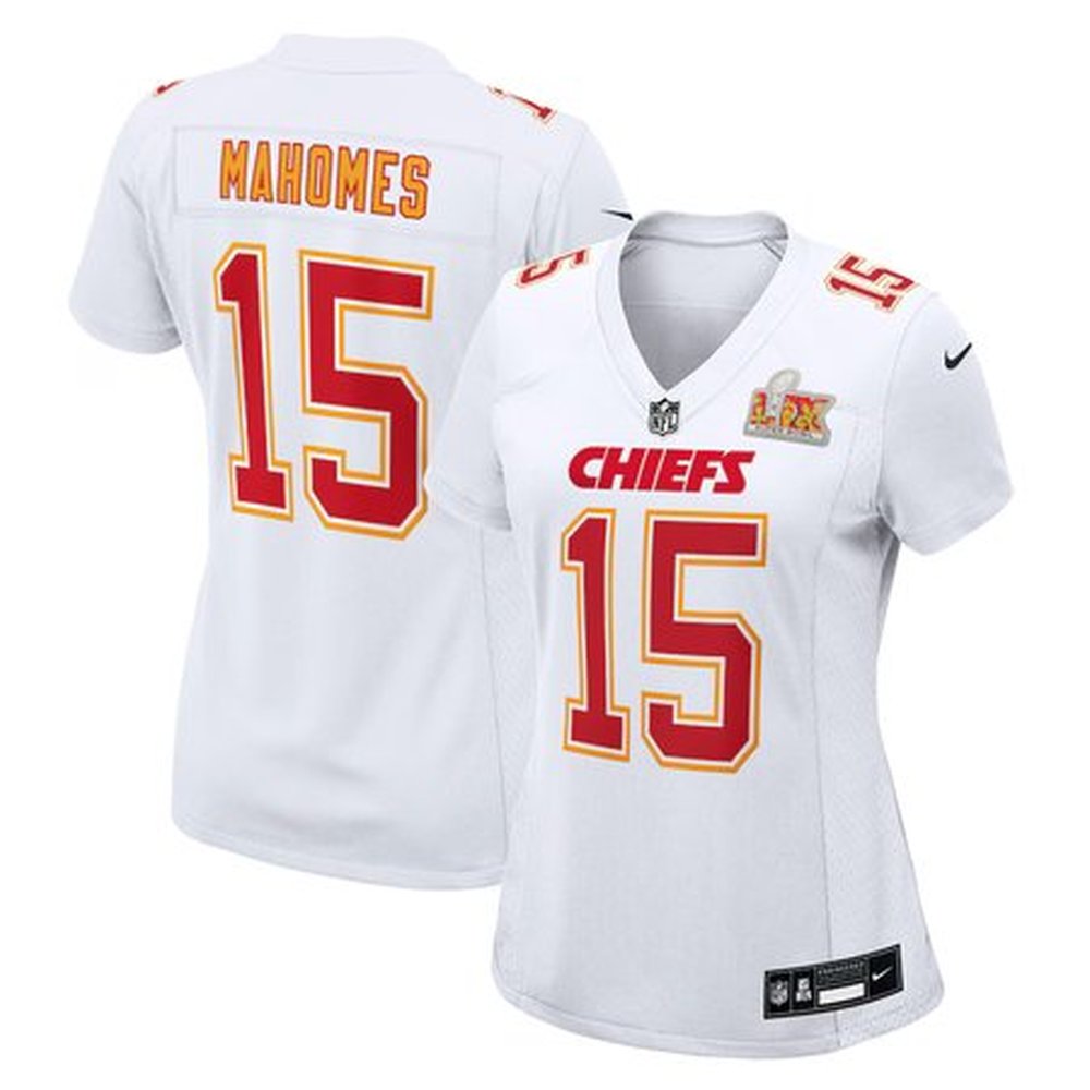 Women's Kansas City Chiefs Patrick Mahomes Tundra White Super Bowl LIX Fashion Game Jersey 