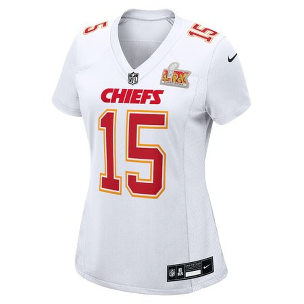 Women's Kansas City Chiefs Patrick Mahomes Tundra White Super Bowl LIX Fashion Game Jersey 