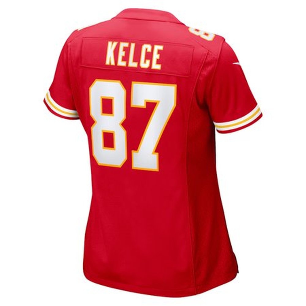 Women's Kansas City Chiefs Travis Kelce Red Super Bowl LIX Game Jersey 