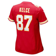 Women's Kansas City Chiefs Travis Kelce Red Super Bowl LIX Game Jersey 