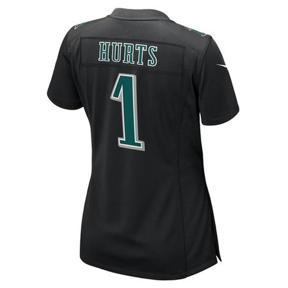 Women's Philadelphia Eagles Jalen Hurts Carbon Black Super Bowl LIX Fashion Game Player Jersey 