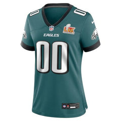 Women's Philadelphia Eagles Midnight Green Super Bowl LIX Custom Game Jersey 