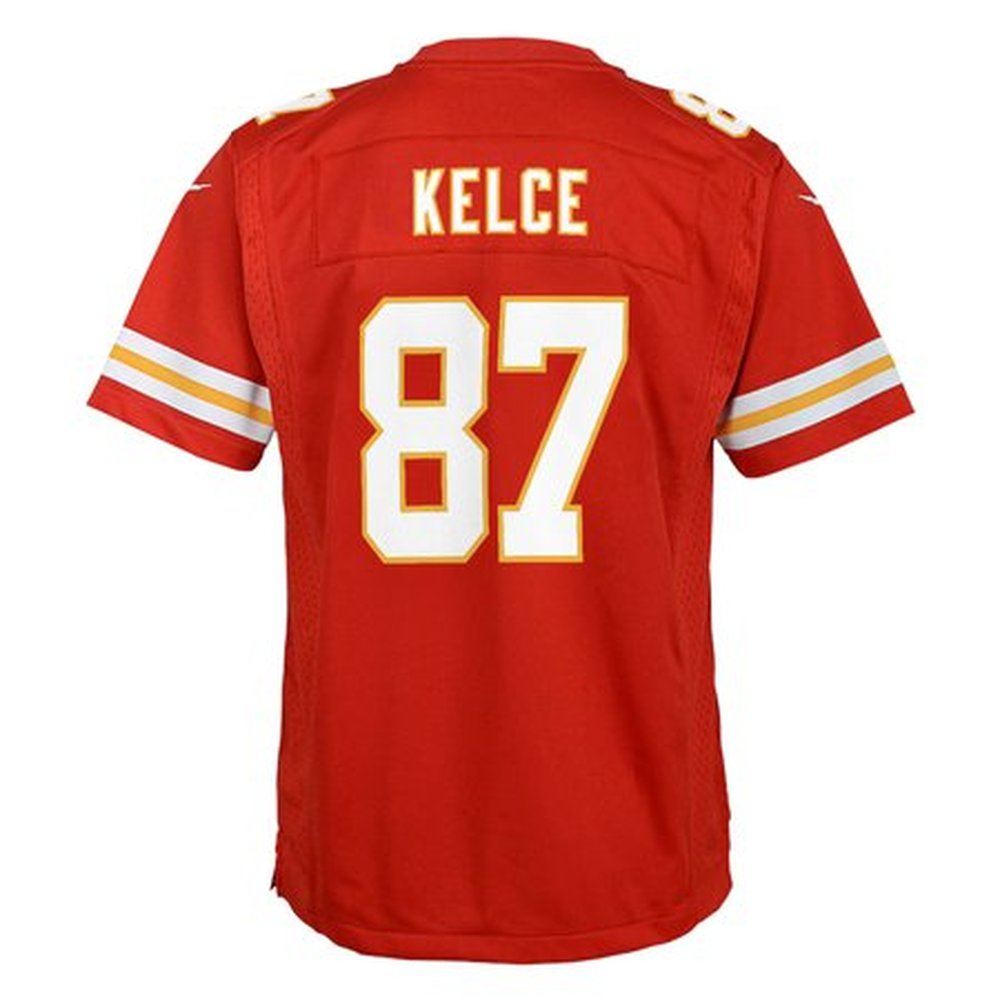 Youth Kansas City Chiefs Travis Kelce Red Super Bowl LIX Game Player Jersey 