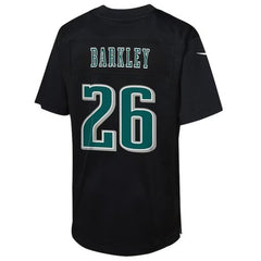 Youth Philadelphia Eagles Saquon Barkley Carbon Black Super Bowl LIX Patch Fashion Game Player Jersey 