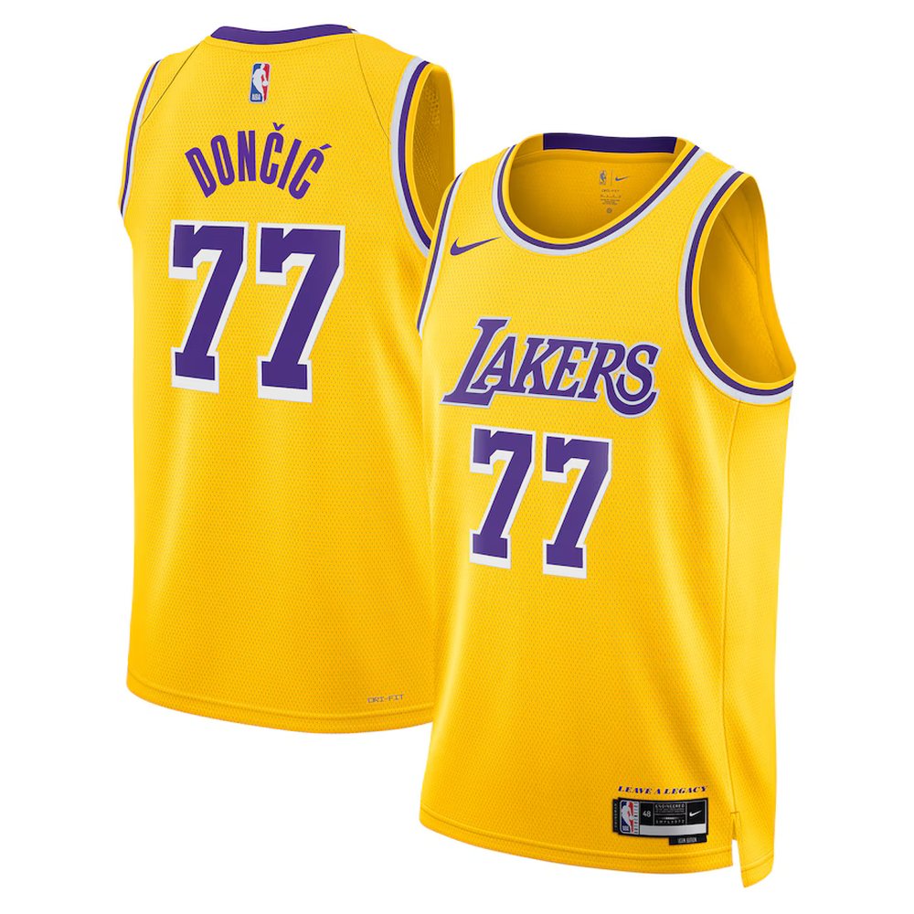 Youth Los Angeles Lakers Luka Doncic  Gold Fast Break Replica Player Jersey