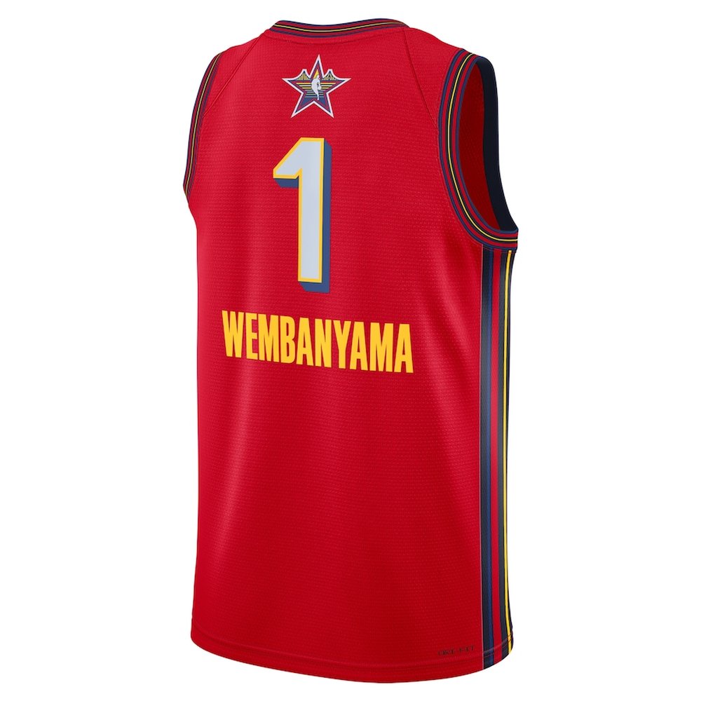 Unisex #1 Victor Wembanyama Jordan Brand Red 2025 NBA All-Star Game Swingman Player Jersey