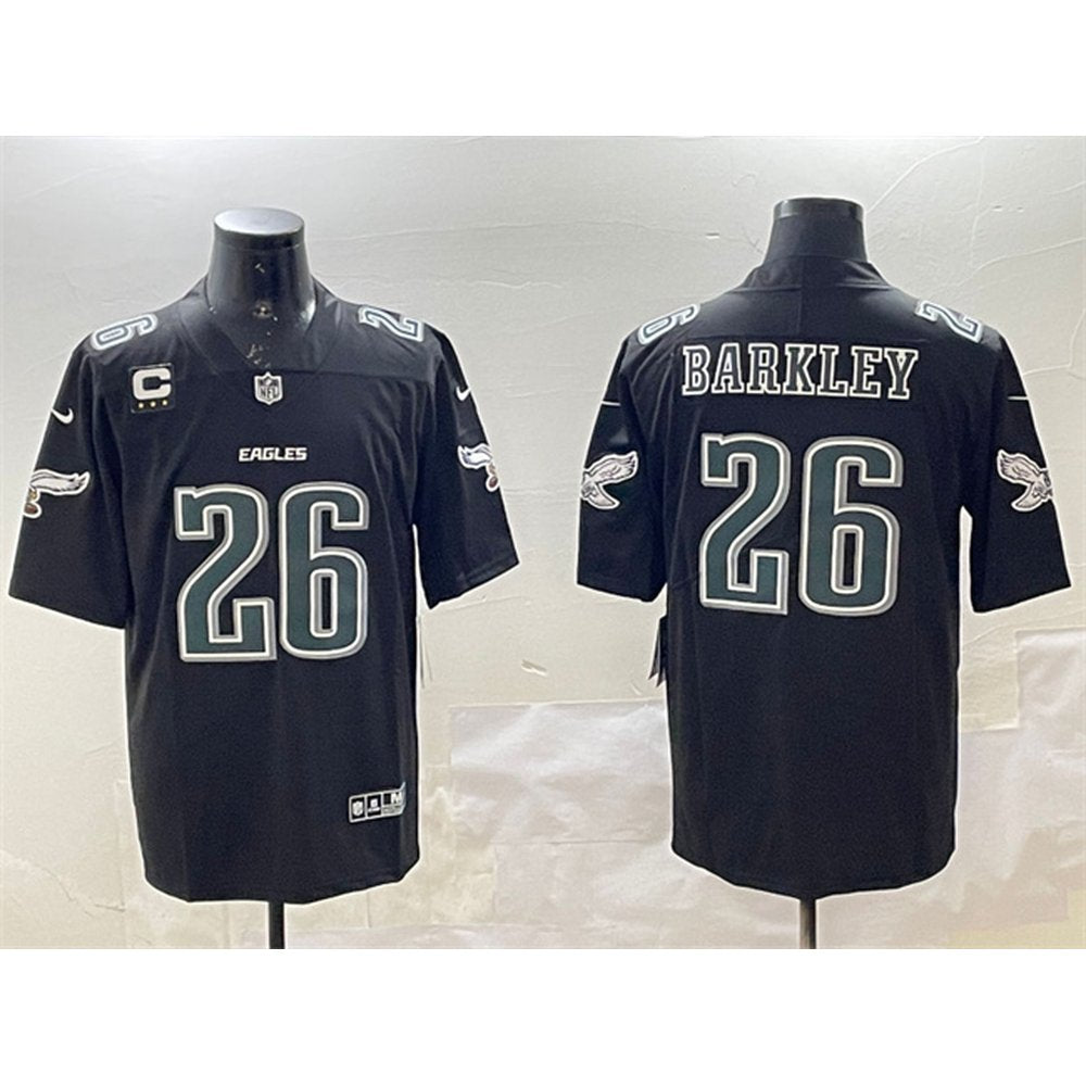 Men's Philadelphia Eagles #26 Saquon Barkley Black Fashion With 3-star C Patch Vapor Untouchable Limited Stitched Football Jersey 