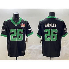 Men's Philadelphia Eagles #26 Saquon Barkley Black 2025 Super Bowl LIX Patch F.U.S.E. Vapor Untouchable Limited Stitched Football Jersey 