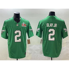 Men's Philadelphia Eagles #2 Darius Slay Jr. Green 2025 Super Bowl LIX Patch F.U.S.E. Throwback Vapor Untouchable Limited Stitched Football Jersey 