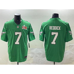 Men's Philadelphia Eagles #7 Haason Reddick Green 2025 Super Bowl LIX Patch F.U.S.E. Throwback Vapor Untouchable Limited Stitched Football Jersey 