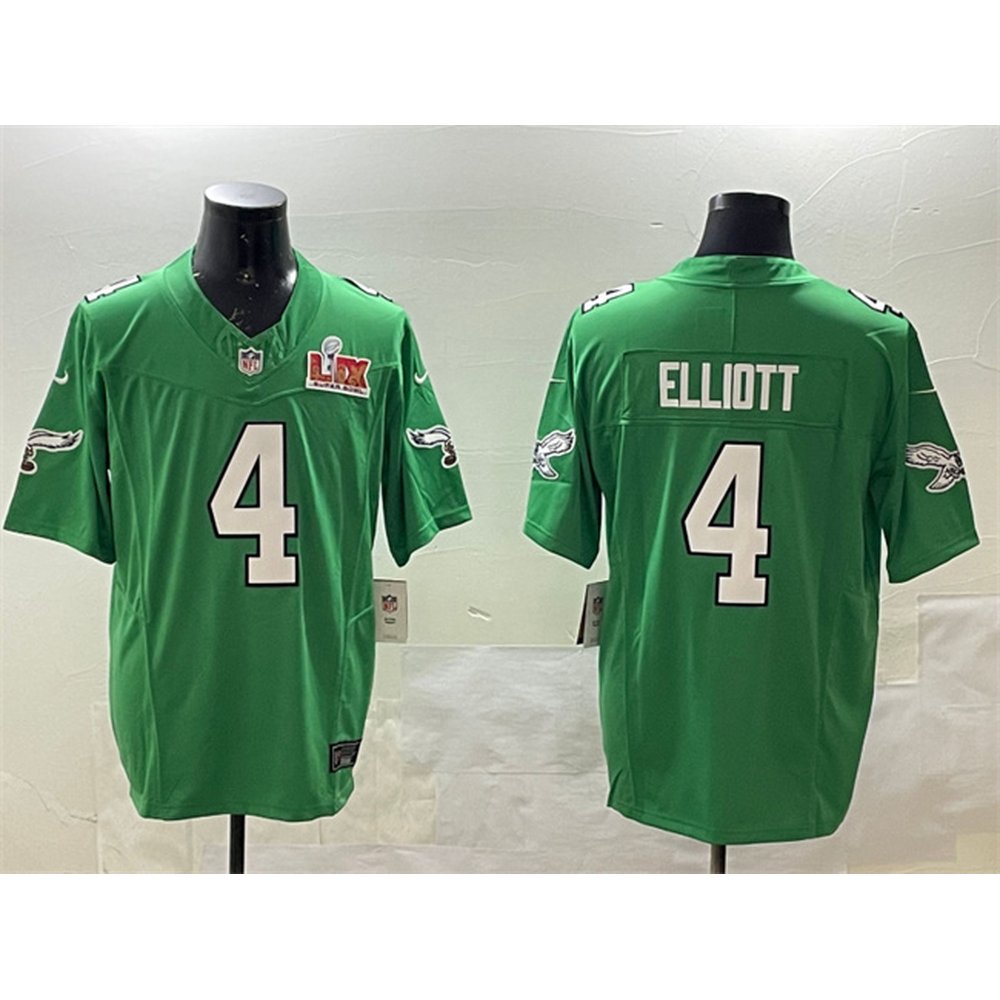 Men's Philadelphia Eagles #4 Jake Elliott Green 2025 Super Bowl LIX Patch F.U.S.E. Throwback Vapor Untouchable Limited Stitched Football Jersey 