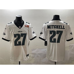 Men's Philadelphia Eagles #27 Quinyon Mitchell White 2025 Super Bowl LIX Patch New Vapor Untouchable Limited Stitched Football Jersey 