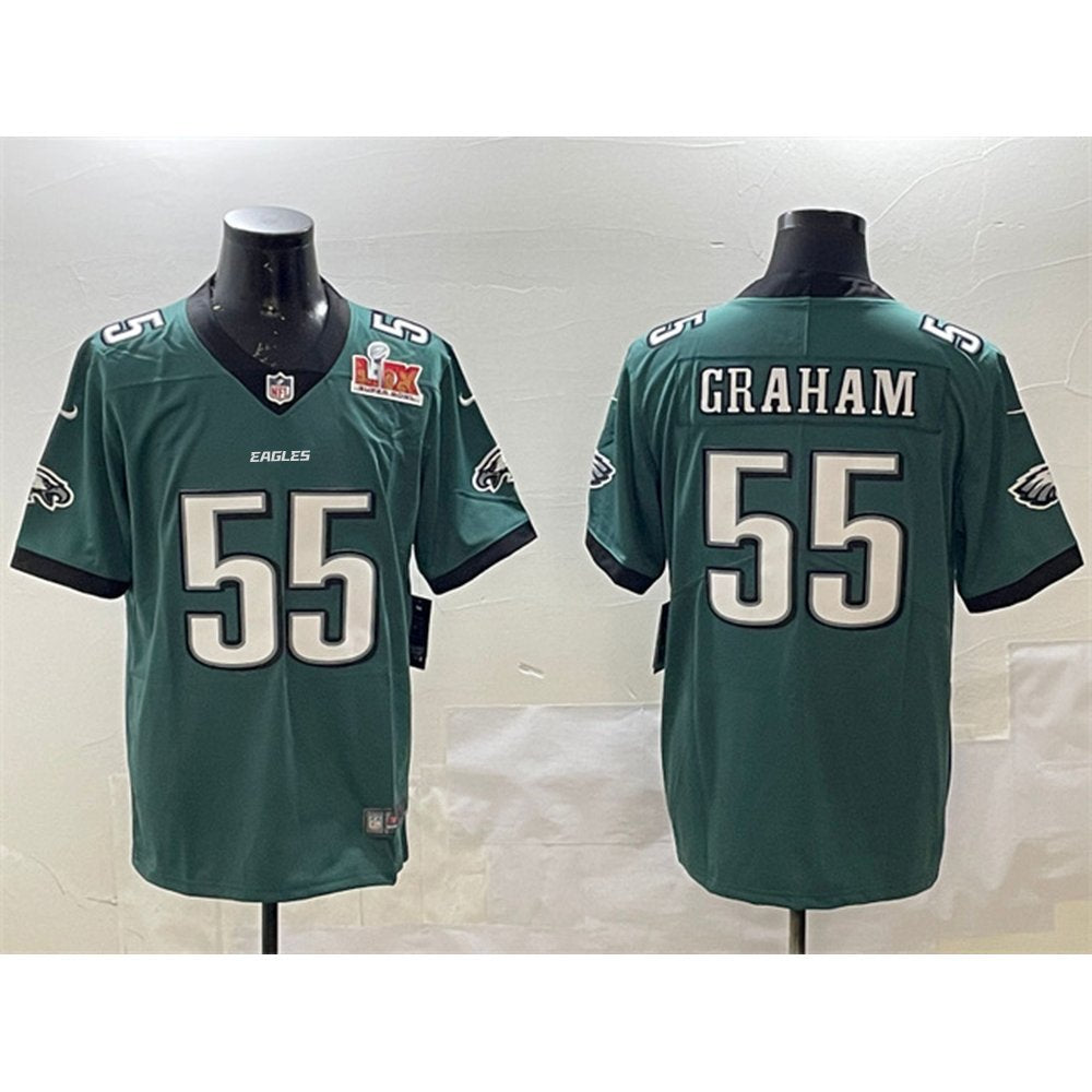 Men's Philadelphia Eagles #55 Brandon Graham Green 2025 Super Bowl LIX Patch Vapor Untouchable Limited Stitched Football Jersey 