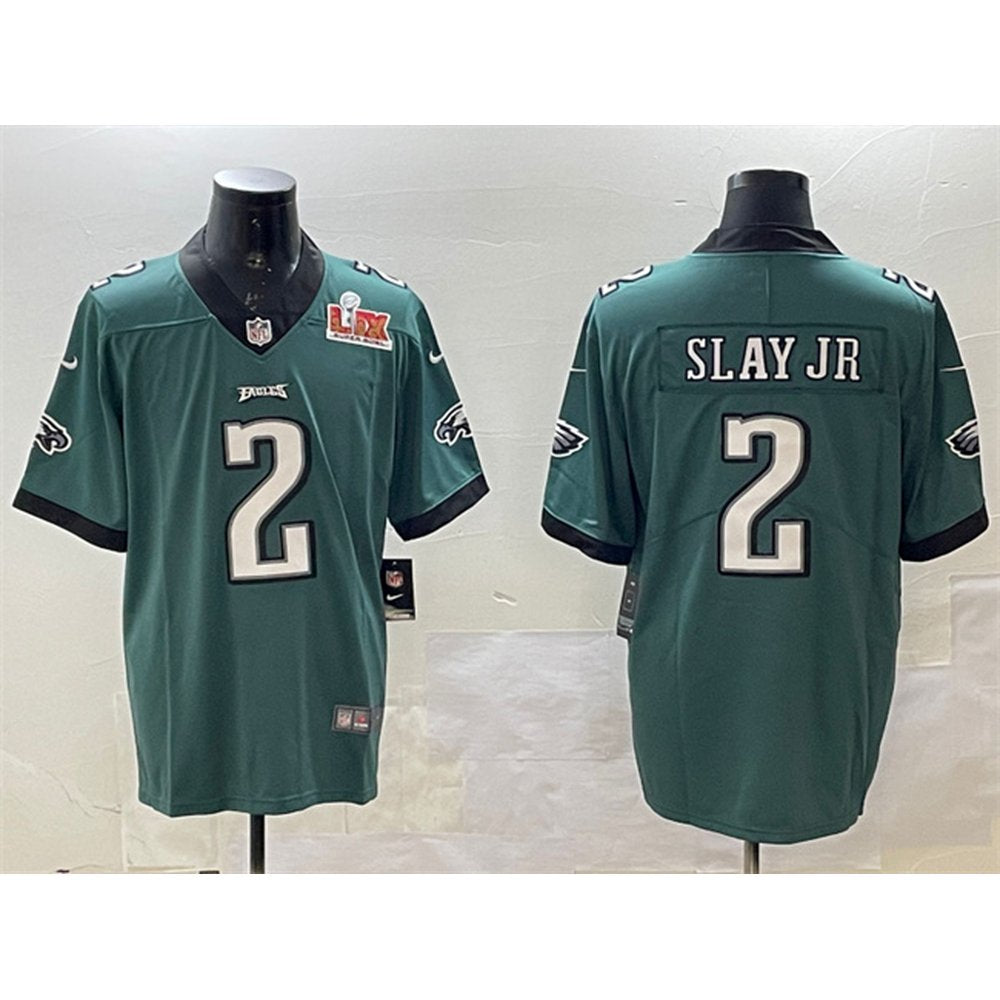 Men's Philadelphia Eagles #2 Darius Slay Jr. Green 2025 Super Bowl LIX Patch Vapor Untouchable Limited Stitched Football Jersey 