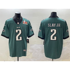 Men's Philadelphia Eagles #2 Darius Slay Jr. Green 2025 Super Bowl LIX Patch Vapor Untouchable Limited Stitched Football Jersey 