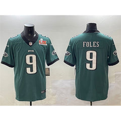 Men's Philadelphia Eagles #9 Nick Foles Green 2025 Super Bowl LIX Patch Vapor Untouchable Limited Stitched Football Jersey 