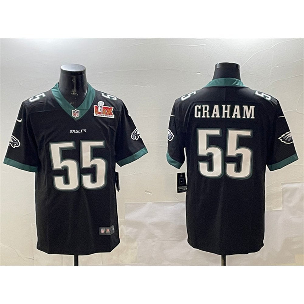 Men's Philadelphia Eagles #55 Brandon Graham Black 2025 Super Bowl LIX Patch Vapor Untouchable Limited Stitched Football Jersey 