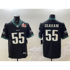 Men's Philadelphia Eagles #55 Brandon Graham Black 2025 Super Bowl LIX Patch Vapor Untouchable Limited Stitched Football Jersey 
