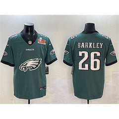 Men's Philadelphia Eagles #26 Saquon Barkley Green 2025 Super Bowl LIX Patch Team Big Logo Vapor Untouchable Limited Stitched Football Jersey 