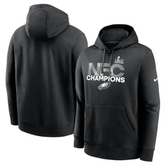Men's Philadelphia Eagles Black 2024 NFC Champions Fleece Pullover Hoodie 