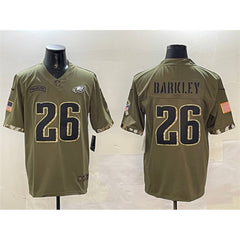 Men's Philadelphia Eagles #26 Saquon Barkley Camo Salute To Service Limited Stitched Jersey 