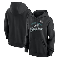 Women's Philadelphia Eagles Black Super Bowl LIX Champions Tailsweep Pullover Hoodie 