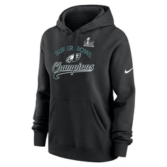 Women's Philadelphia Eagles Black Super Bowl LIX Champions Tailsweep Pullover Hoodie 